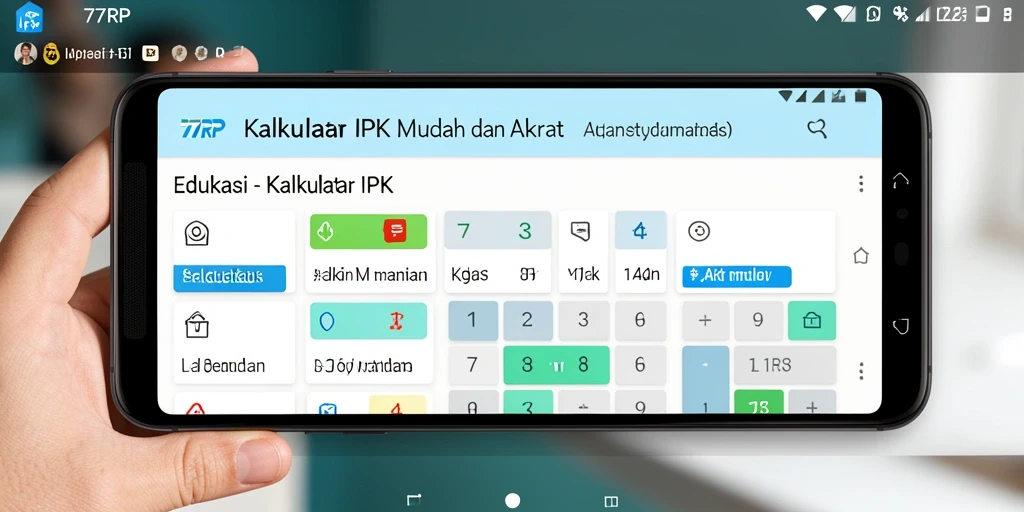 Screenshot aplikasi 77RP menampilkan antarmuka Kalkulator IPK yang intuitif.
