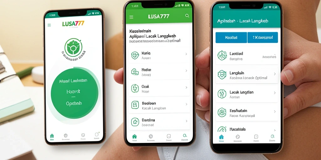 Antarmuka LUSA777 menunjukkan penghitungan langkah dan statistik aktivitas.