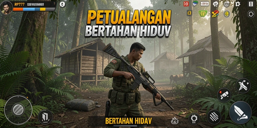 Tampilan antarmuka RP777 yang menarik dan intuitif untuk game Bertahan Hidup.