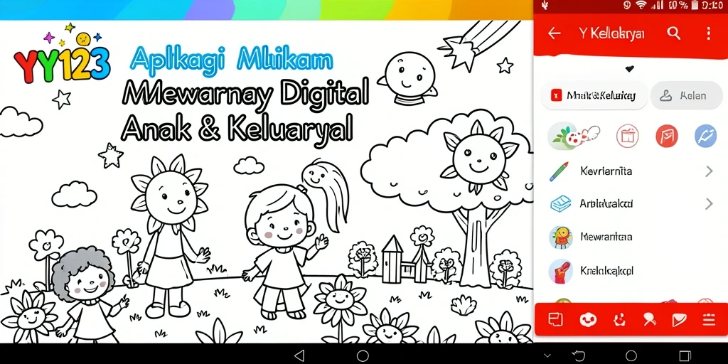 Tampilan antarmuka mewarnai digital yang menarik.